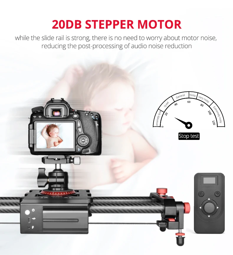 YELANGU Professional Camera Slider Motozied Video Carbon Fiber Track Rail with Mute Motor Time Lapse Wireless Control Remote