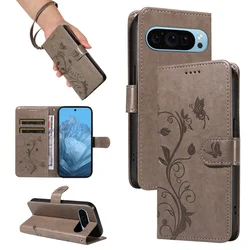 Lanyard Leather Wallet Card Phone Case with Magnetic Flip Cover for Google Pixel9 Pro XL (Grey)