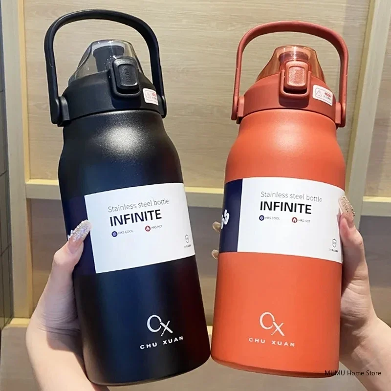 Large Capacity Thermal Water Bottle With Straw Tumbler Stainless Steel Thermo Bottle Gym Vacuum Flask Cold and Hot Insulated Cup