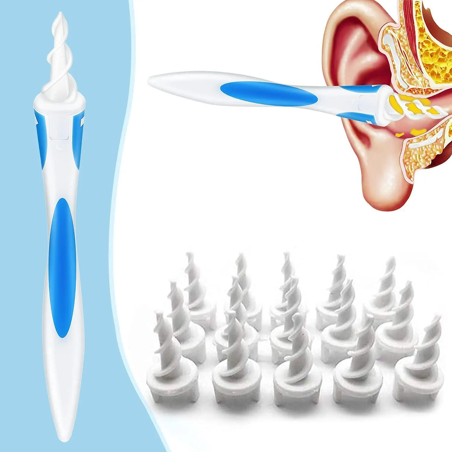 Ensemble d'outils de nettoyage d'oreille en silicone, cuillère d'oreille,  spirale souple pour les soins des oreilles, outils de santé, nettoyant d' oreille, retrait d'avertissement, chaud, 2022, 16 pièces