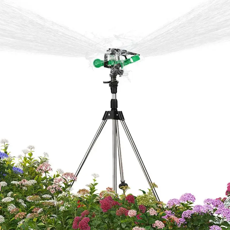 

360 Rotary Irrigation Sprinkler Head With Tripod Telescopic Support Automatic Rotating Sprayer Garden Lawn Watering Sprinkler
