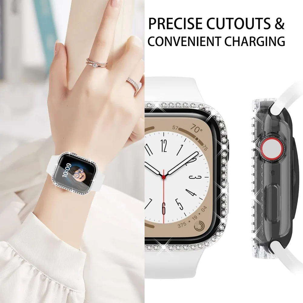 Sparkling Protective Apple Watch Case with Glass Screen Protector