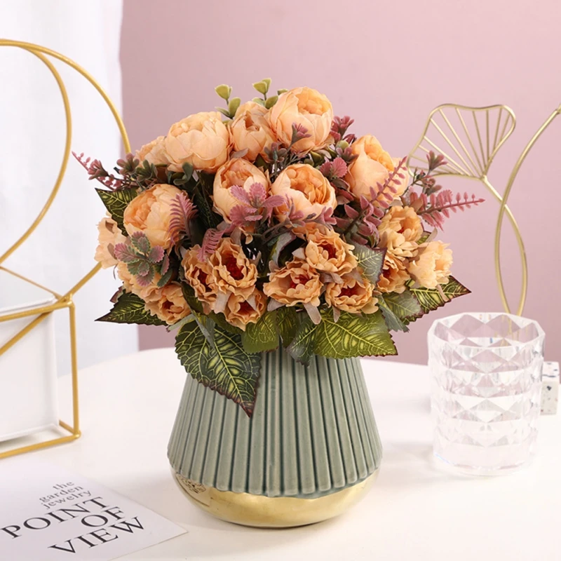 

Beautiful Peony Artificial Flowers for Home Wedding Decorations High Quality Autumn Bouquet Mousse Peony Fake Flower