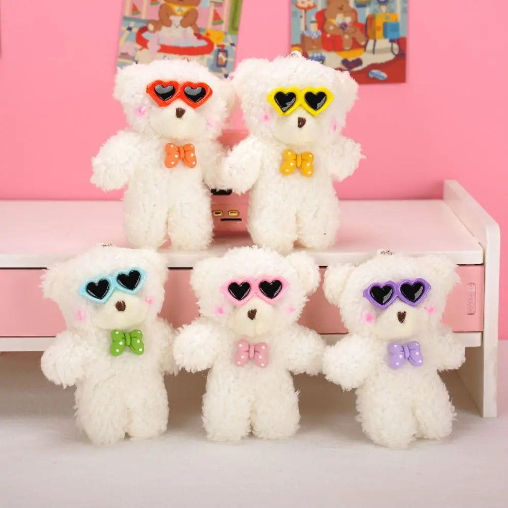 

1Pcs 10cm Cartoon Plush Blusher Bear Bag Pendant Keychain Cute Girl Soft Fun Glasses Bears Doll Kids Toys Birthday Gifts