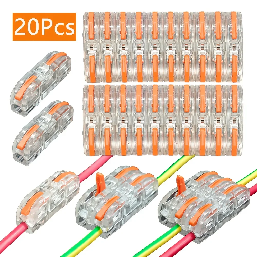 20 ชิ้น/50 ชิ้น ขั้วต่อสายไฟอเนกประสงค์ 28-12 AWG ทนไฟ โปร่งใส แบบกดติดเร็ว สำหรับไฟบ้าน 1