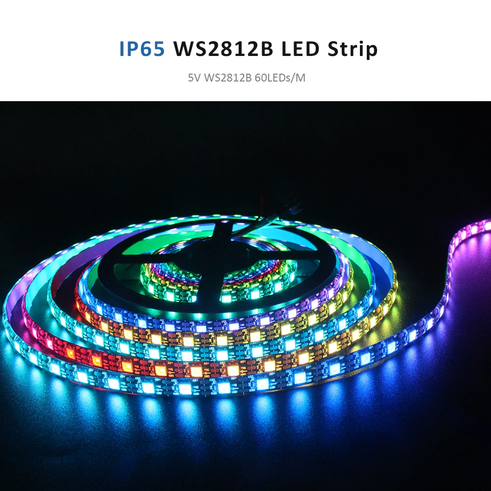 Ws2812b led streifen 5v 60leds/m rgb adressierbares band licht schwarz pcb 5050 rgbic magic flex band 1m 2m 3m 4m 5m lineare beleuchtung – Detail 6