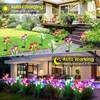 Outdoor Solar Lights 2Pack Solar Garden Lamp with Bigger Lily Flowers Waterproof 7Color Changing Lights Patio Yard Garden Decor 4