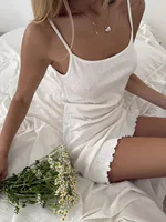 Muzuleva White Jacquard Camisole Nightgown Women's Summer Knitted Hollow Sleeping Skirt Comfortable Dress Female Sleepshirts - Image 4