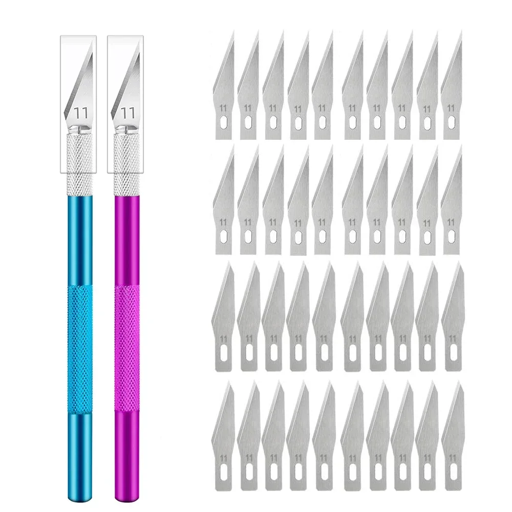 Reparatur-Handwerkzeuge, rutschfeste Gravur, Metallmesser-Set + 40/10 Stück # 11-Klingen-Cutter-Bastelmesser für die Leiterplatte von Mobiltelefonen – Detail 6