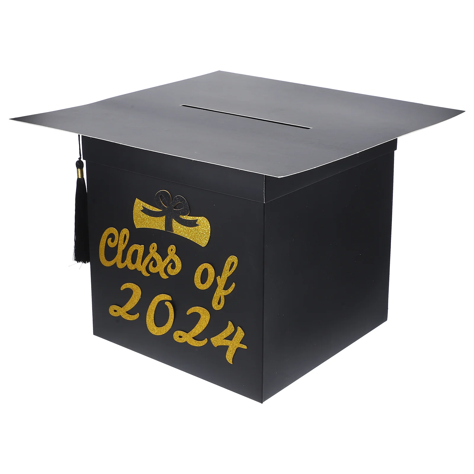 

Graduation Card Box 2024 Graduation Cap Decorations Congrats Grad Card Box Holder Black Gold Class 2024 Graduation Party
