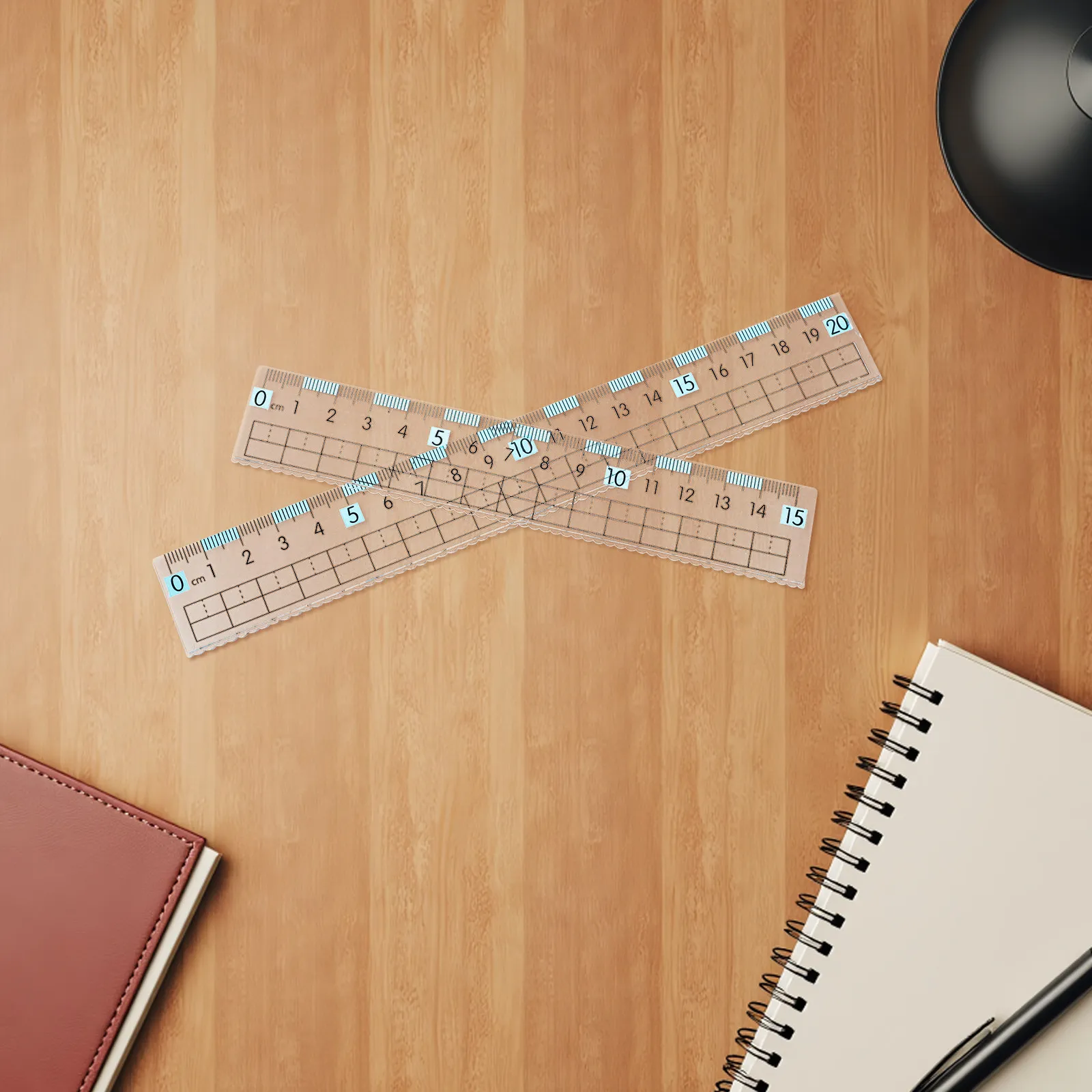 10Pcs 유연한 플라스틱 자 투명 미터법 15Cm 20Cm 투명 직선 측정 도구 학교 사무실 웨이브