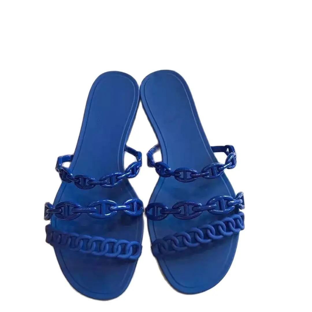 New Styles Slippers Ladies Sandals Rubber Jelly Summer Fashion Bench Flat Girls Flip Flops Purple Women Shoes Size 35-41