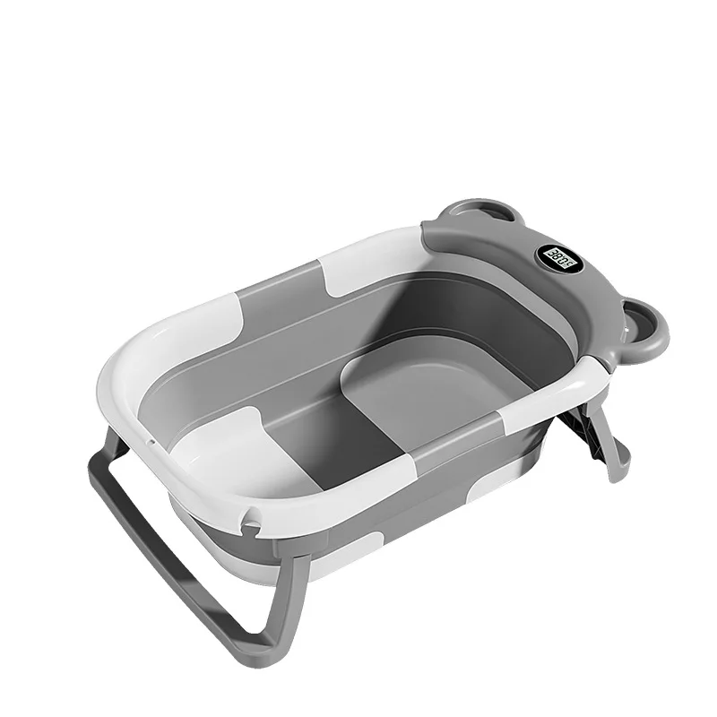 Vasca da Bagno Pieghevole per Neonati con Sensore di Temperatura, Utilizzabile in Posizione Seduta o Sdraiata - immagine 5