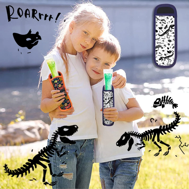 Icy Pole Holder Popsicle Cover Ice Cream Stick Covers Cartoon Pattern Anti Melting Hand Ice Stick Protective Cover popsicle holder