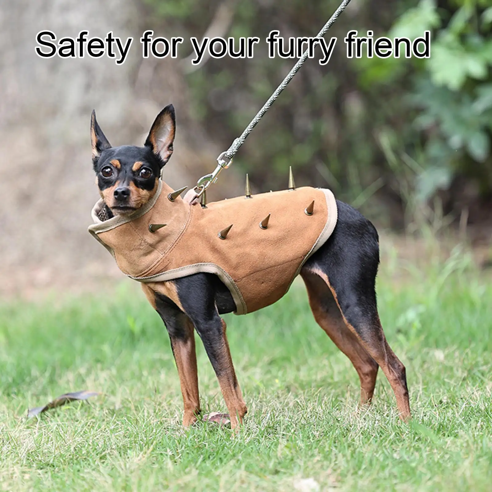 Dog Protection Vest Adjustable Pet Clothes Bite Proof Dog Vest With Removable Spikes For Training Outdoor Hiking Walking
