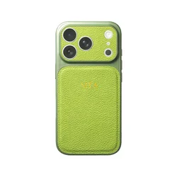 Personalized Gold and Silver Initials Leather Phone Case with Luxury Lens Protection - iPhone 15 (Green)