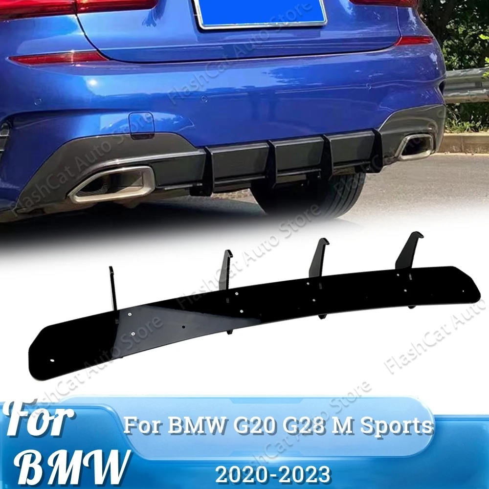 

G20 G28 For BMW 320i 330i M340i LCI M Sport 2019-2022 4 Fins Black Car Rear Bumper Diffuser Rear Side Splitters Spoiler Lip Trim