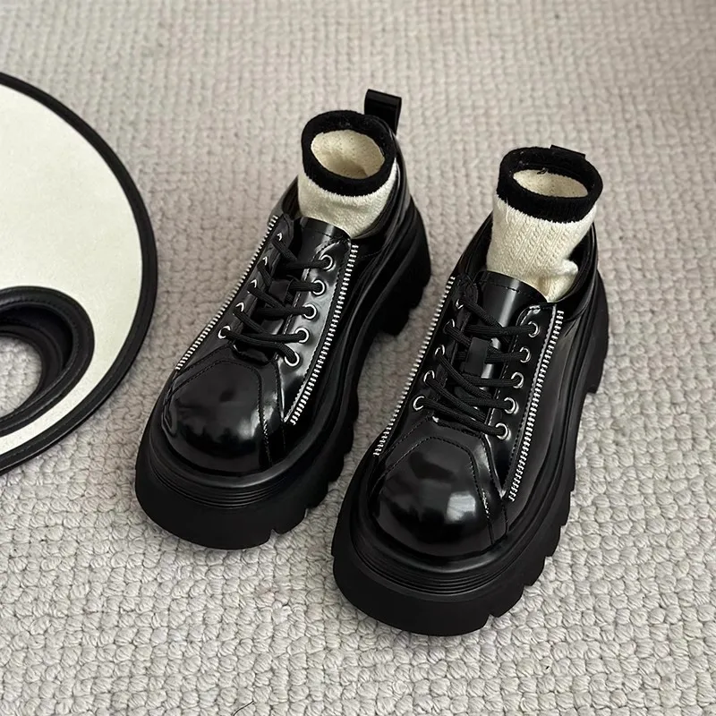 

Platform Leather Shoes Women's New 2024