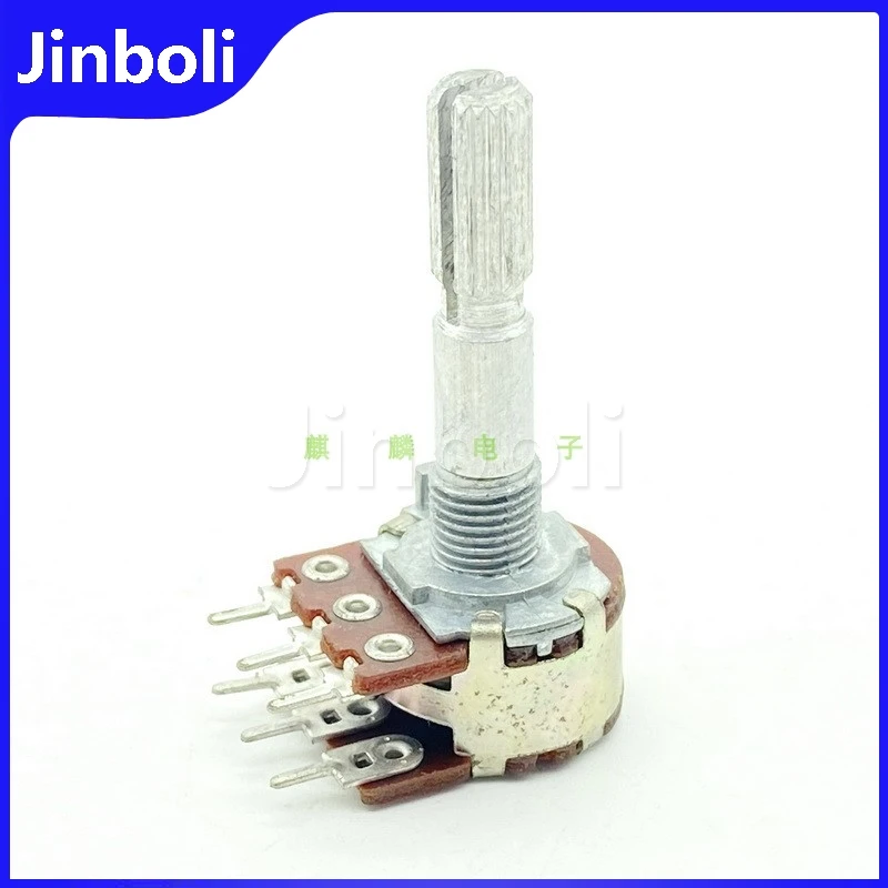 1PCS 16 Type B20K step-by-step 6Pins Double Variable Resistor rotary potentiometer adjustable resistor electronic components Power Amplifier Audio Speaker High And Bass Volume Potentiometer