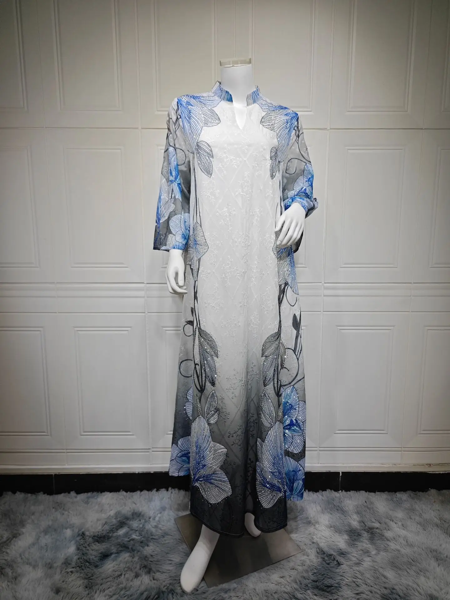 جلابية الإسلامية عباية نسائية مطرزة مطبوعة رداء عر...