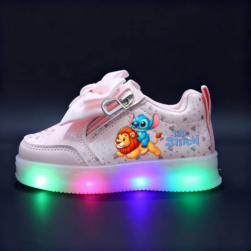 Chaussures Enfant Lumineuses Rose Stitch & Lion avec Nœud