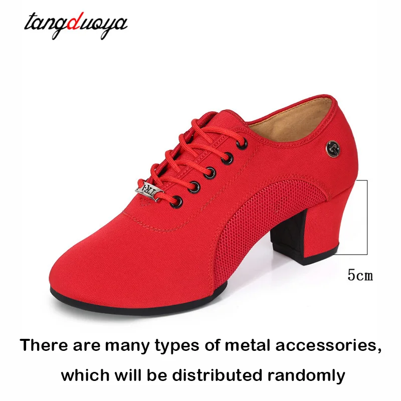 breathable shoes women dance shoes lace up heels women ballroom latin dance big size 34-42 5cm Heels dance shoes