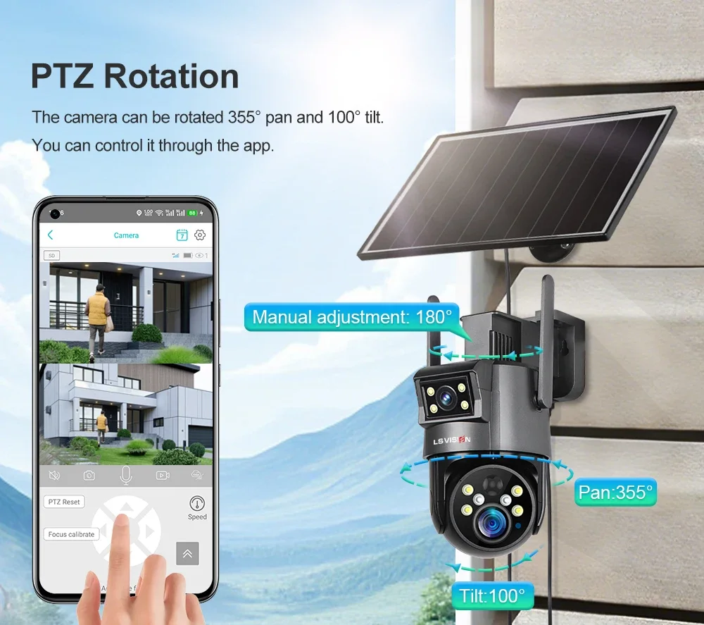 4K 8MP UBOX Solar Camera 4G SIM/WiFi 20XOptical Zoom 2-Screens Sloar Battery IP