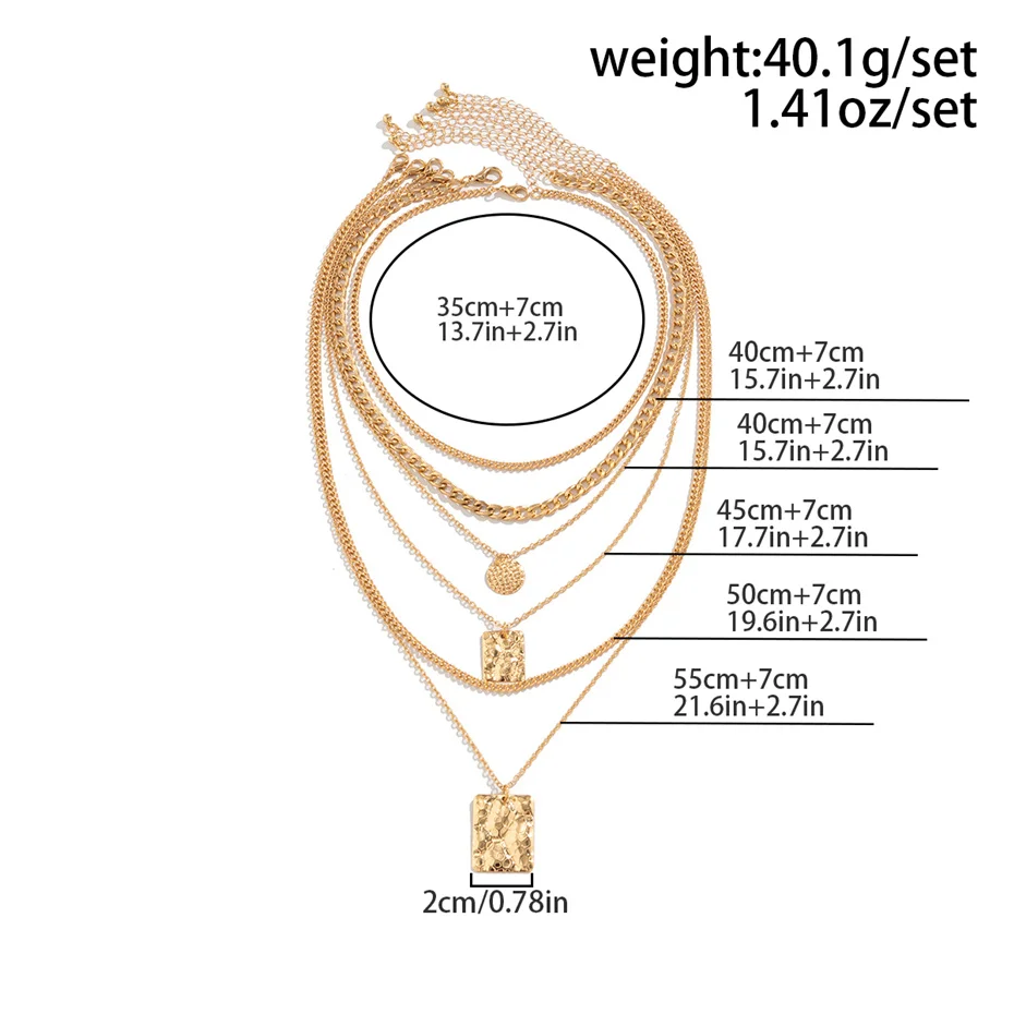 6 teile/satz Vintage quadratische Tag Münze Anhänger Choker Halskette für Frauen Punk Metall Gold Farbe Link Choker Y2k Schmuck Steampunk 2023 – Detail 10