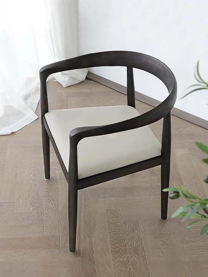Nordic Design Simple Solid Wood Leather Dining Chair For Table Use In Restaurant Cafe Study