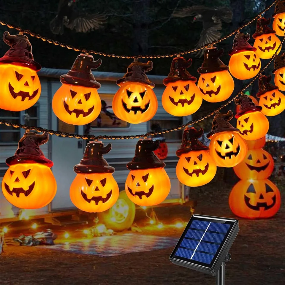 Confezione Da 6 Luci Solari A Forma Di Zucca Di Halloween, Per