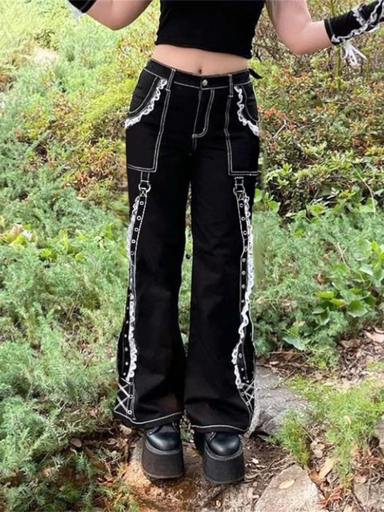 Y2k Trousers Baggy Jean Techwear|Jeans 