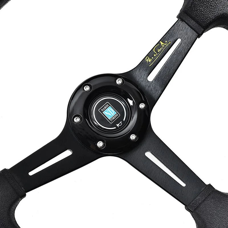 350MM Universal Classic ND Racing Steering Wheel Leather Deep Corn Nardi Steering Wheel for VW TOYOTA HONDA BMW Citroen