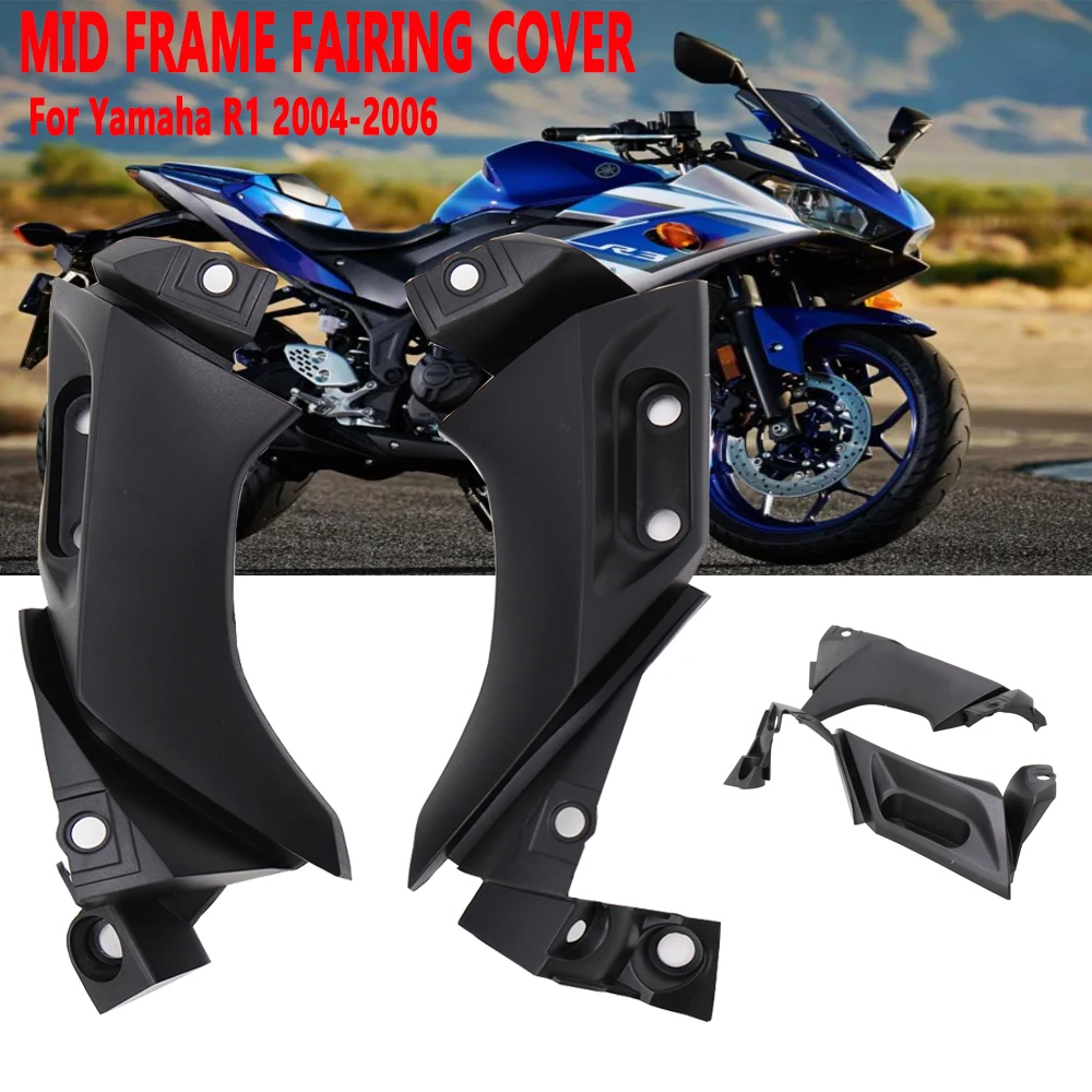 Black Side Frame Mid Cover Panel Fairing Cowl For Yamaha Yzf R1 2004 2005 2006
