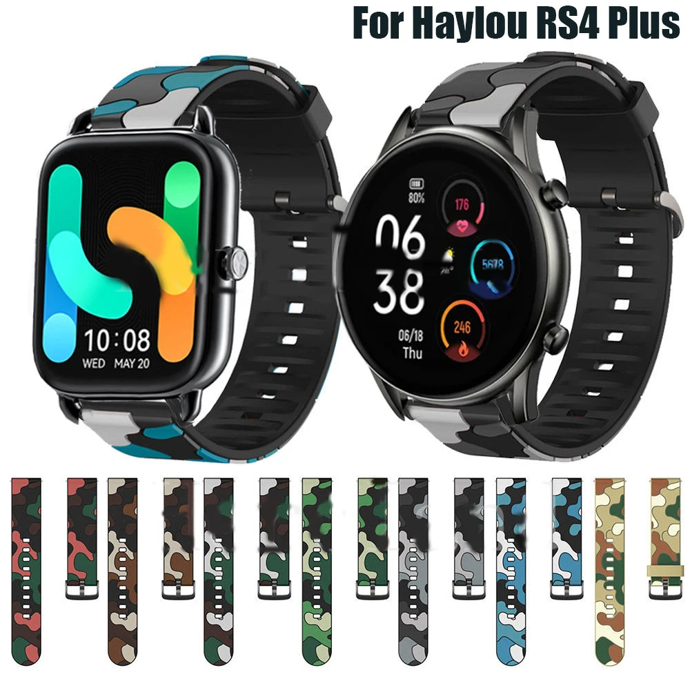 

Камуфляжный силиконовый ремешок для смарт-часов Xiaomi Haylou GST RT2, Спортивные ремни для Haylou RS4 Plus RT2 LS10/LS02/RT/LS05s/RS3