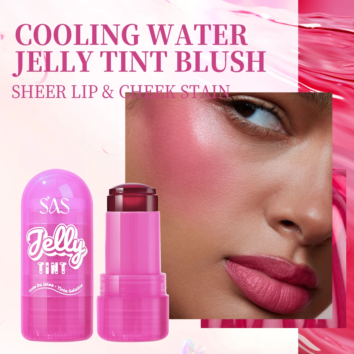 4 Color Jelly Blusher, Moisturizing Crystal Lipstick, Long-lasting Moisturizing Multifunctional Makeup, Suitable For Daily Use 3