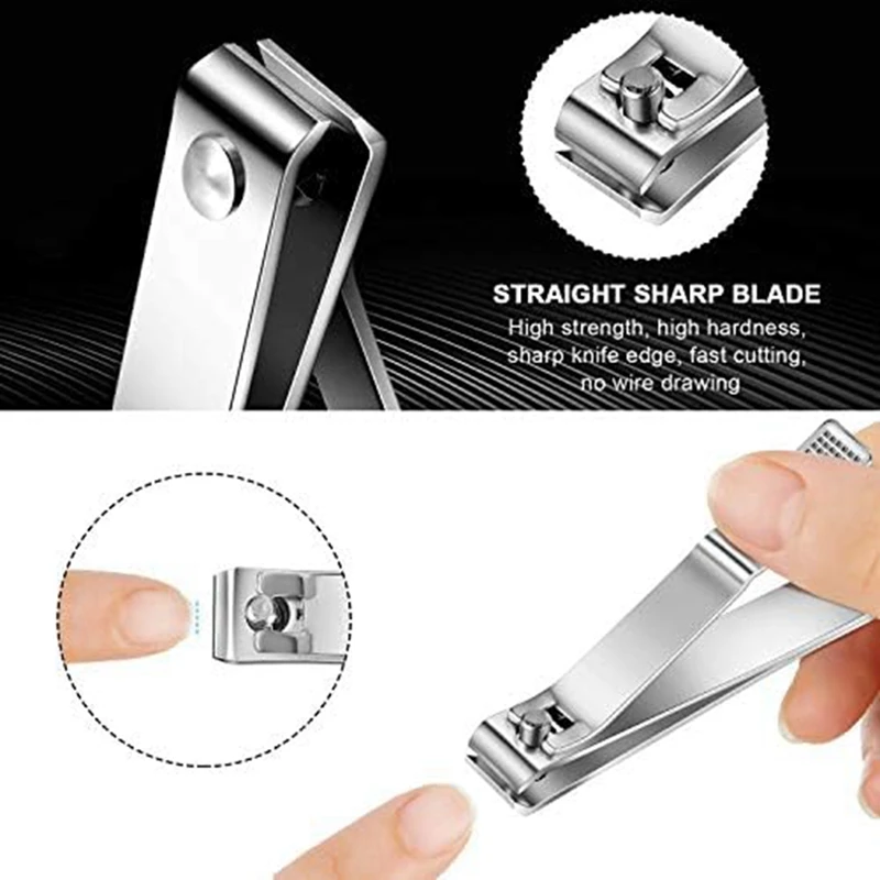 Toenail Clippers Straight Edge Toenail Clippers For Men Women Thick Nails, 6PCS,Silver