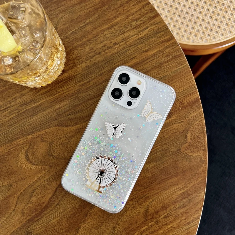 Coque de téléphone scintillante papillon Quicksand, étui pour Xiaomi Redmi Note 11 9 8 Max Plus 10 12 4G 5G 10S 9S 11S 12S 11E Pro_voghion.com