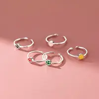 925 Sterling Silver Smile ​Adjustable Rings Wedding Engagement Jewelry For Women Wholesale   Dropshippin 2