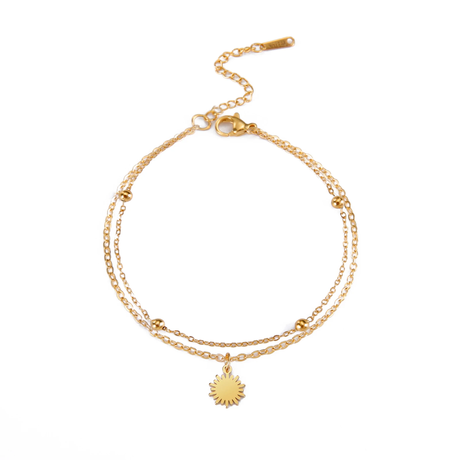 Skyrim-Inspired Sun and Moon Charm Double-Layer Bracelet – Stainless Steel Jewelry Gift