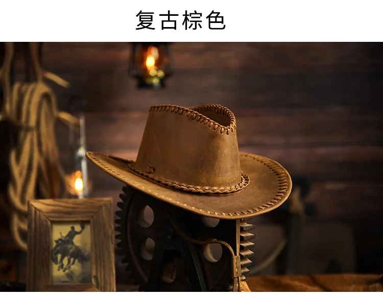 کلاه کابوی دستساز چرم طبیعی Crazy Horse 8 Sfb0079add6ed40ea8f08088adb792a0ao