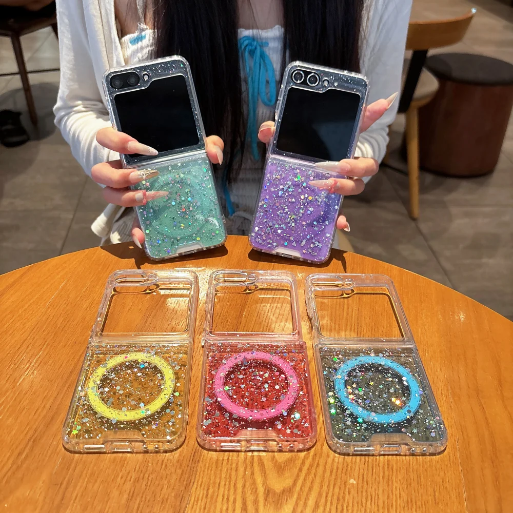 Luxury Gradient Glitter Magnetic Silicone Case with Magsafe Charging Compatibility