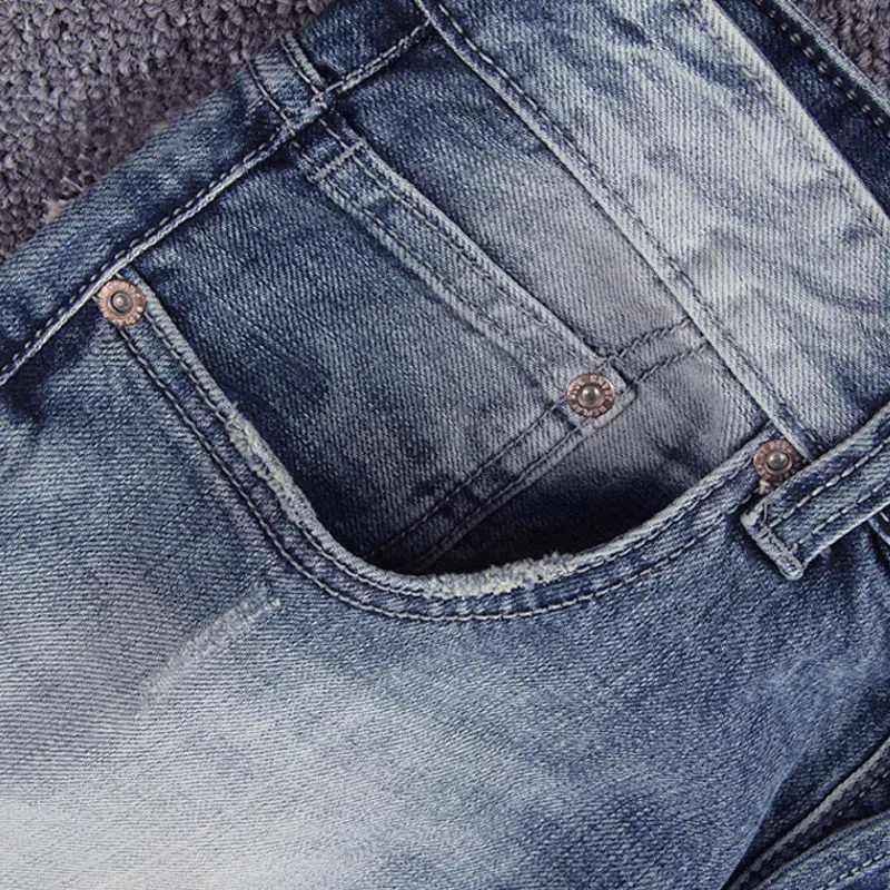 Italian Style Fashion Men Jeans Retro Light Blue Slim Ripped Jeans Men High Quality Male Trousers Vintage Designer Pants Hombre