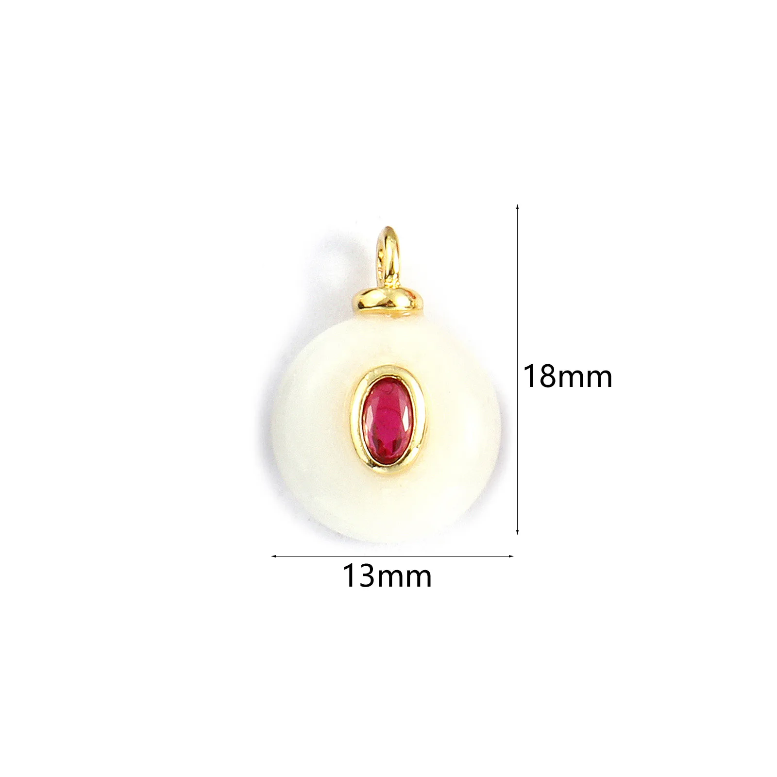 1 Stück geometrische Charms mit Zirkonia und Naturstein, rund, 18 Karat vergoldet, Anhänger für DIY-Halskette, Armband, Schmuckherstellung – Detail 9