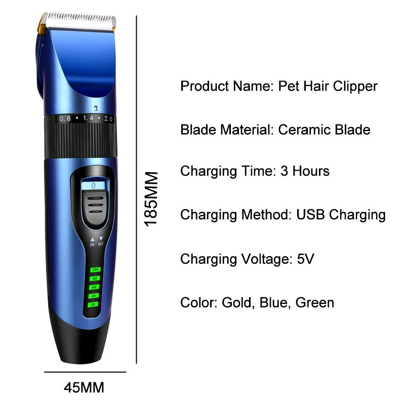 Professional Pet Hair Clipper, Rechargeable Dog & Cat Trimmer 6