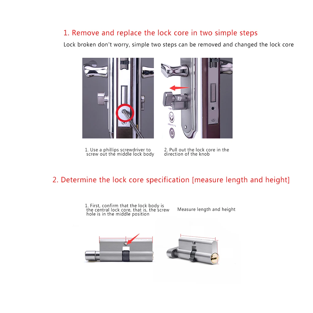 2pcs Door Cylinder Biased Lock Core Thumb Turn Cylinder Euro Barrel Door Locks Anti Pick Anti Drill Brass Thumbturn Locks images - 6