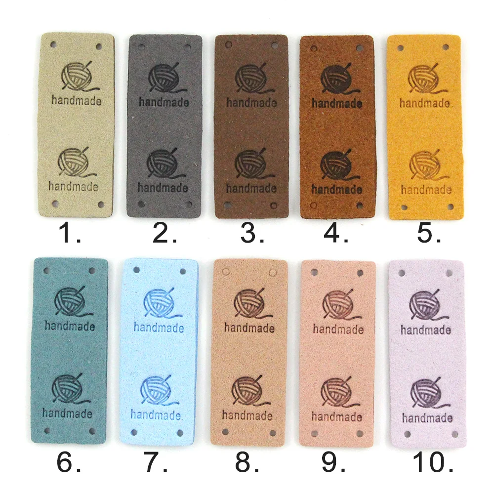 Ball of Yarn Leather Label 20Pcs leather labels,clothing labels,leather tags,garment labels,sewing labels For Clothes Handmade Labels Hand Made Tags Knitting Hat DIY Gifts Bags Sew Accessories 2*5CM