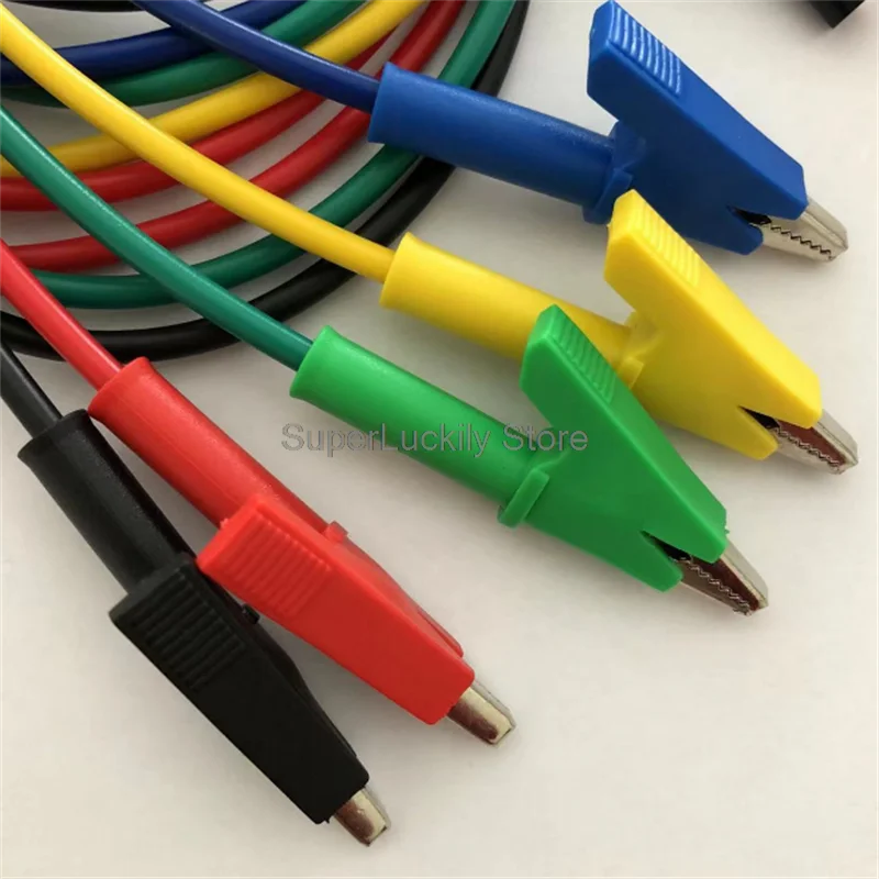High pressure dual head alligator clips wire jumper crocodile cable clip leads alligator DIY double-ended test electrical alligator clips 1Meter