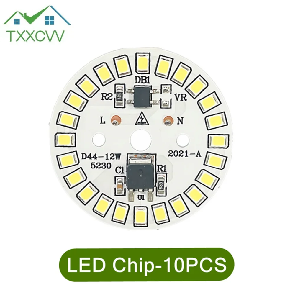 LED 칩 램프 전구 3W 5W 7W 9W 12W 15W SMD 2835 라운드 라이트 비즈 AC 220V-240V Led 통 칩 스포트라..