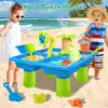 Summer Beach Water Table for Toddlers 4-in-1 Outdoor Play Table Rain Showers Splash Pond Toys 24 PCS Sensory Activity Sand Table 2