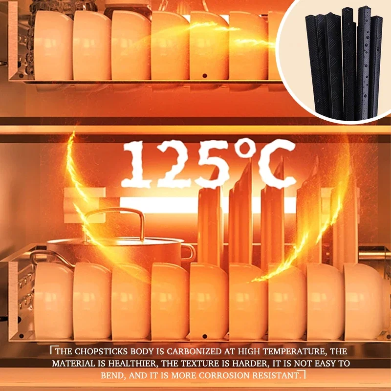1 Pairs Alloy Chinese Chopsticks Food Sushi Sticks Reusable Non Slip Dishwasher Safe Bamboo Shape Food Grade Chopsticks